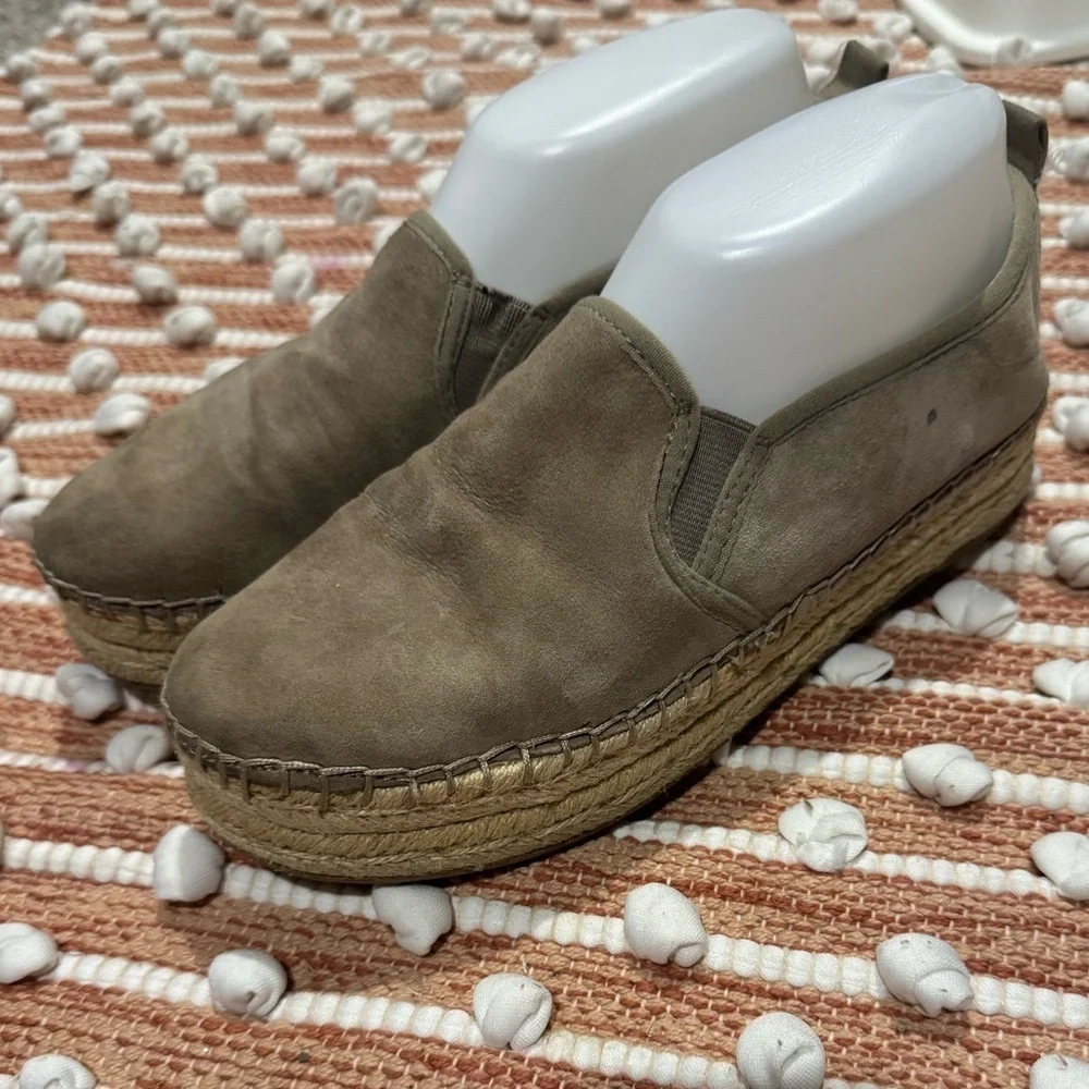 Sam Edelman Carrin Tan Slip-On 1 inch Stitched Espadrilles- Size 7.5